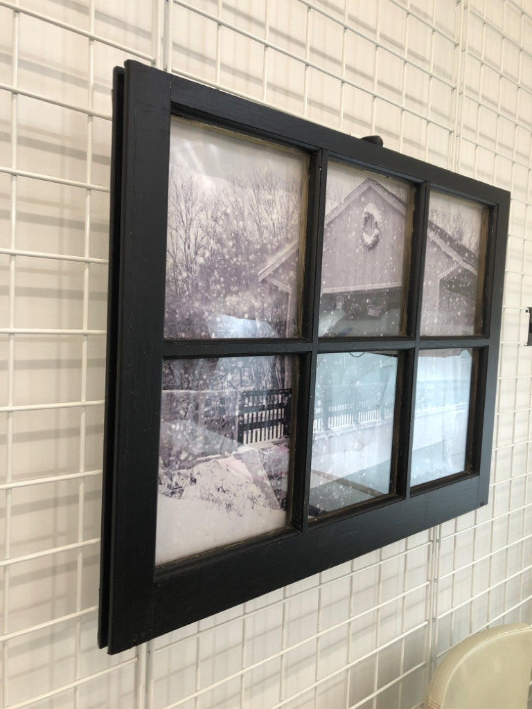 WINDOW PANE WINTER SCENE.