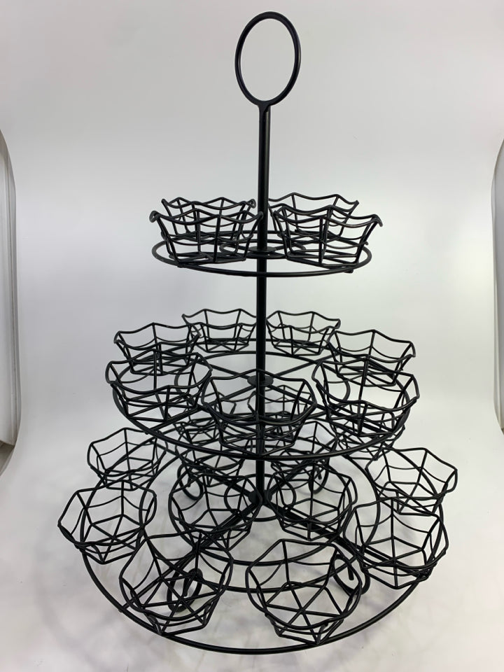3 TIER BLACK WIRE CUPCAKE STAND.