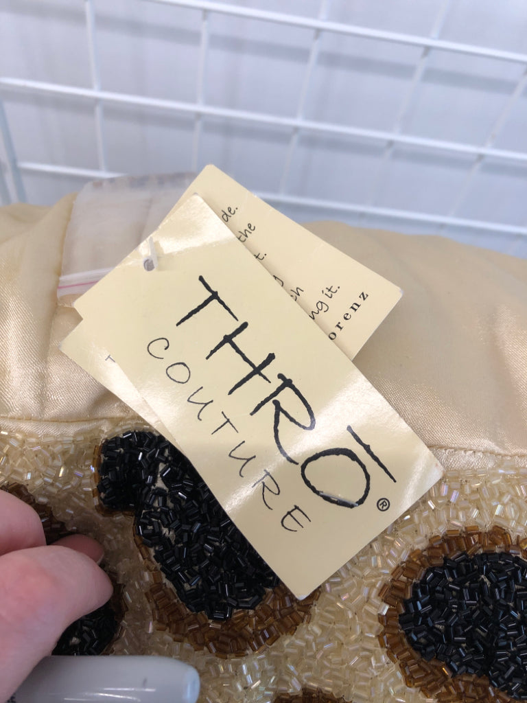 NWT LG BEADED CHEETAH PRINT PILLOW.