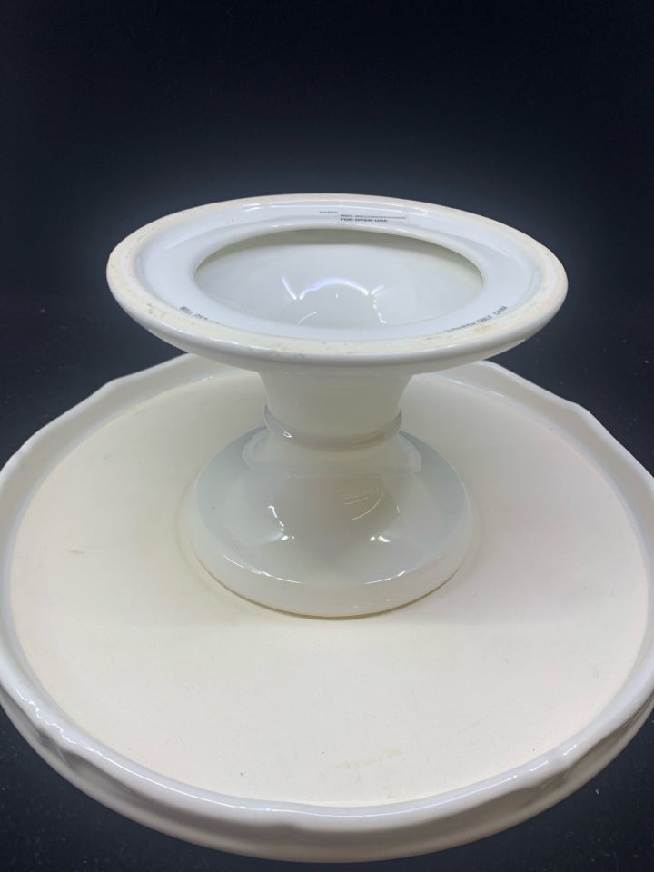 CREAM FOOTED CAKE STAND.