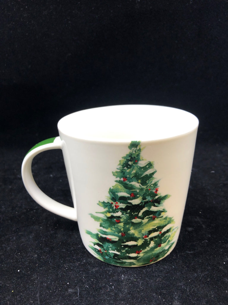 WHITE MUG W/ CHRISTMAS TREE.