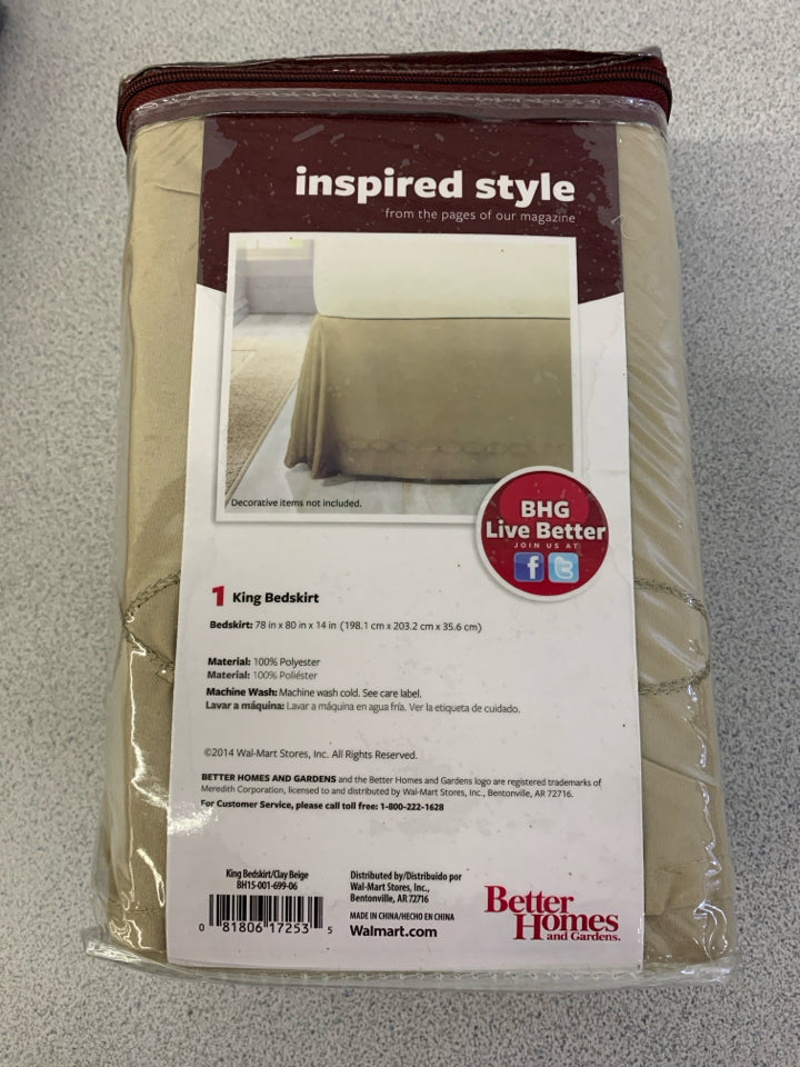 NIP CHAIN STITCH BEIGE BED SKIRT BETTER HOMES AND GARDENS.