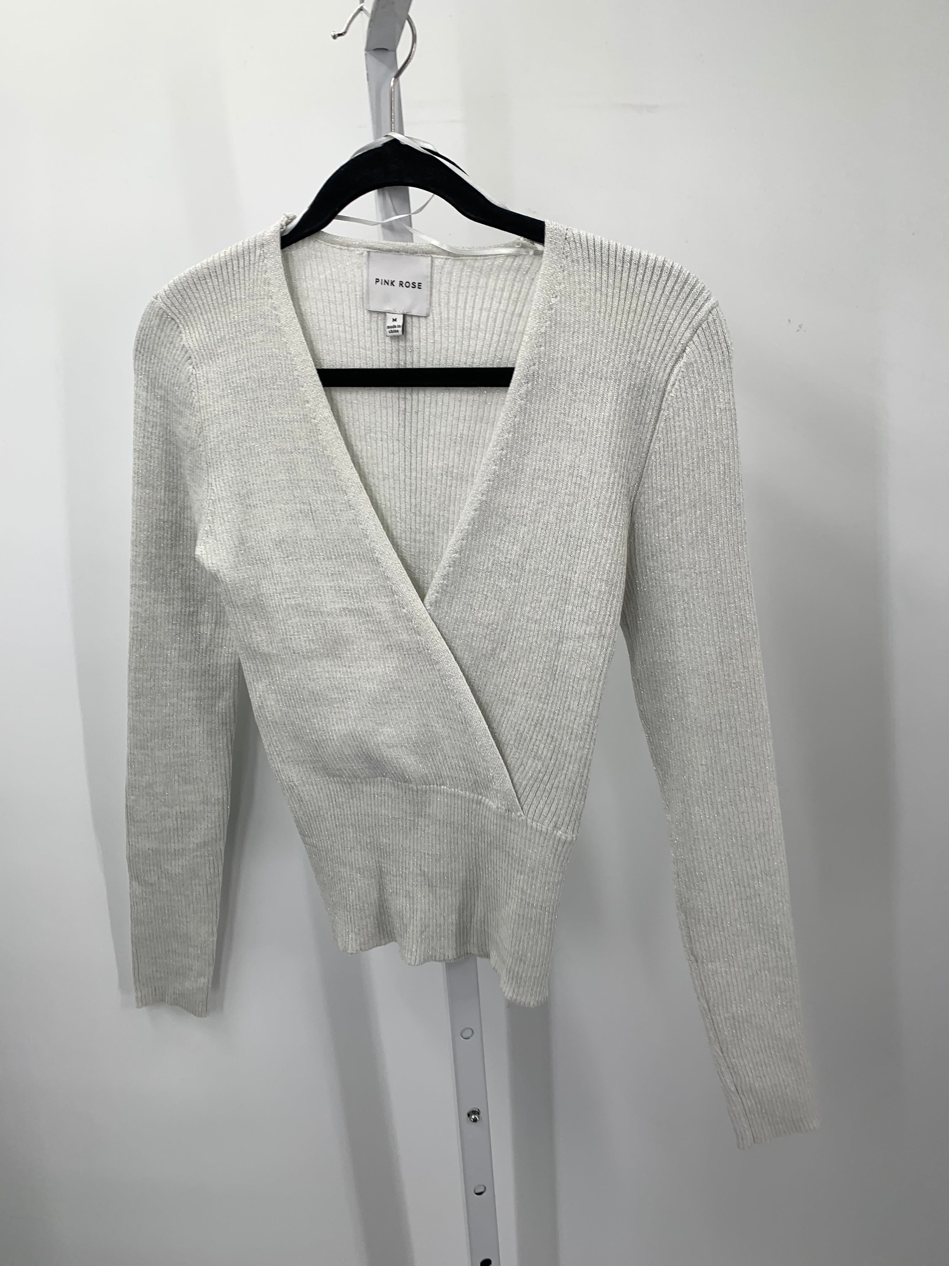 Pink Rose Size Medium Juniors Long Sleeve Sweater