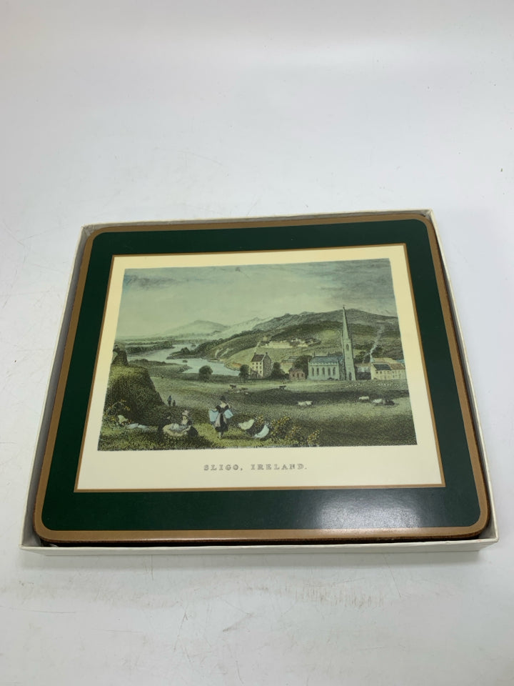 6 VTG TRIVET PLACEMATS ASSORTED LANDSCAPES OF IRELAND IN BOX.
