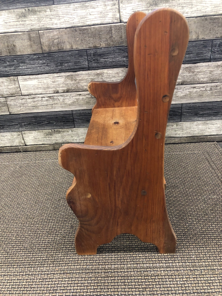 WOOD PAINTED BENCH PLANT STAND/ DOLL BENCH.