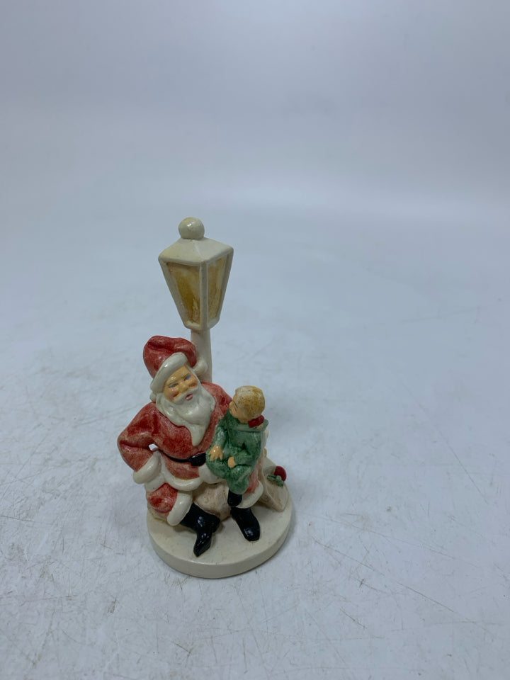 VTG SANTA W/ BOY & LAMP POST SEBASTIAN MINIATURE.