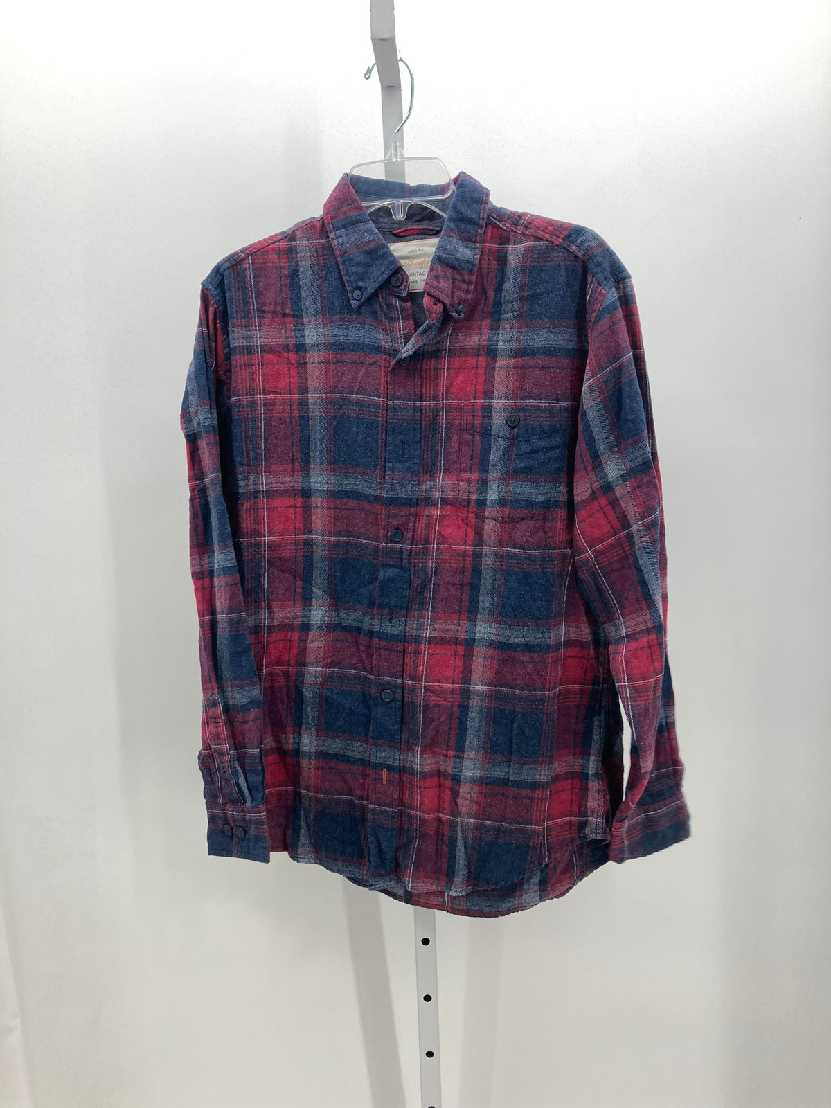 NAVY PLAID BTN DOWN