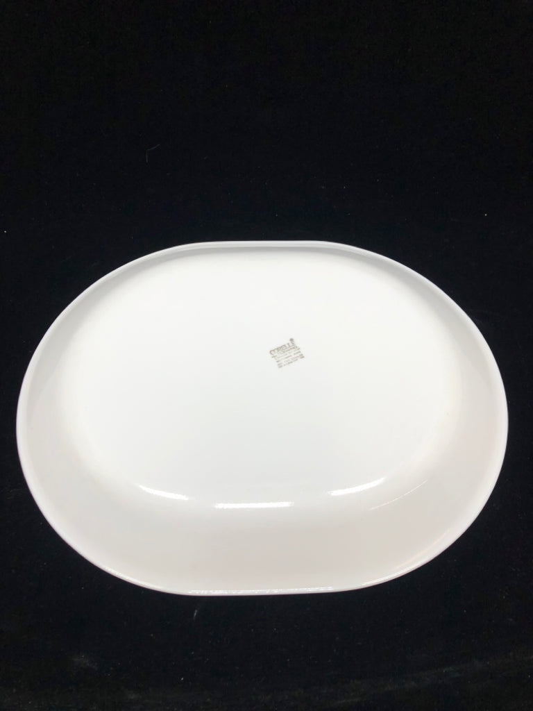 CORELLE SERVING DISH W/GREEN FLORAL DESIGN.