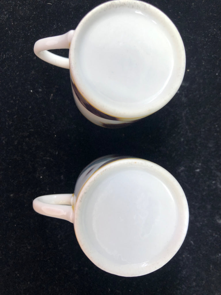 10PC ART DECO STYLE CUP/ SAUCER SET - 5 CUPS, 5 SAUCERS.