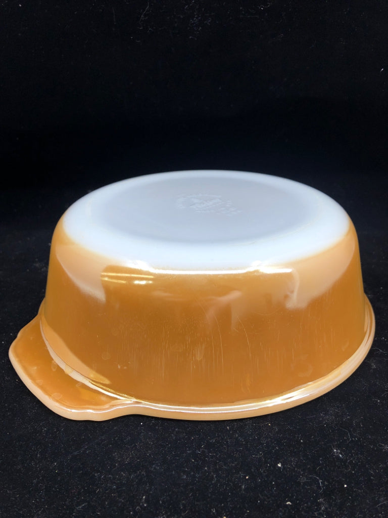 VTG CARNIVAL GLASS BAKING DISH W HANDLE-FIRE KING.