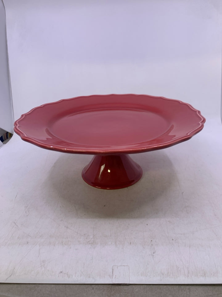 MAROON CERAMIC CAKE STAND.