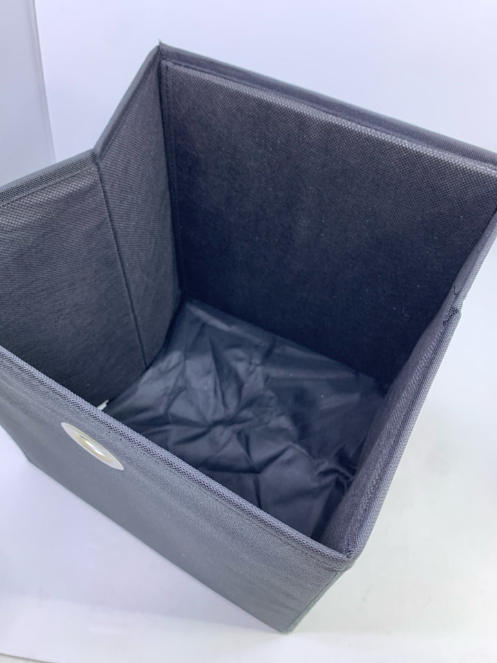 BLACK CANVAS FABRIC STORAGE BIN.