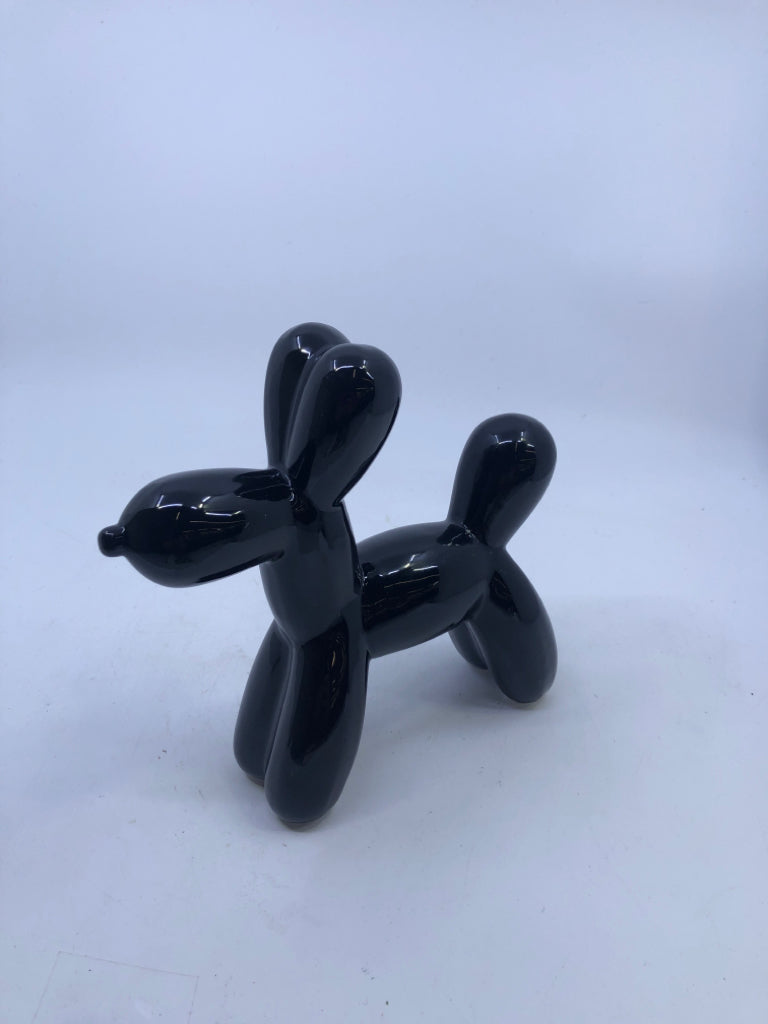 BLACK CERAMIC BALLOON DOG.