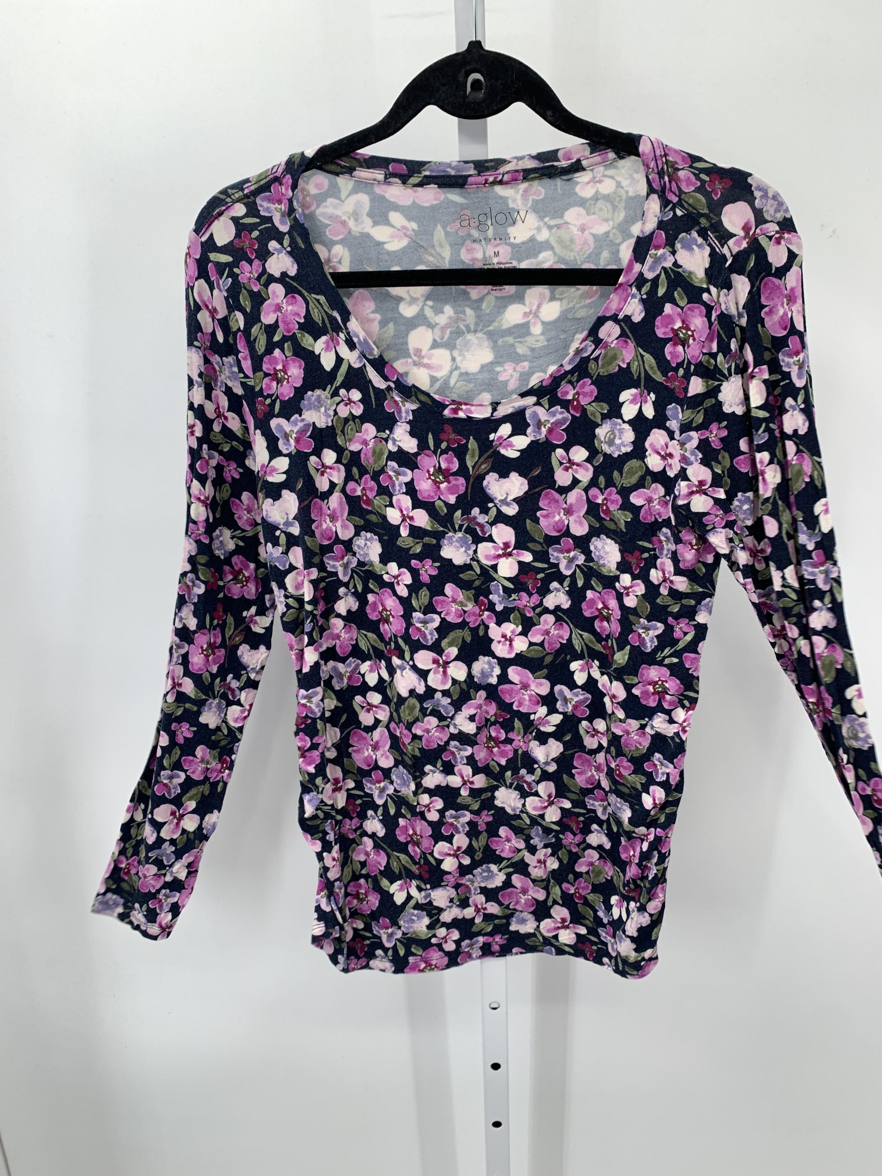 a:glow Navy Size Medium Maternity Long Sleeve Shirt