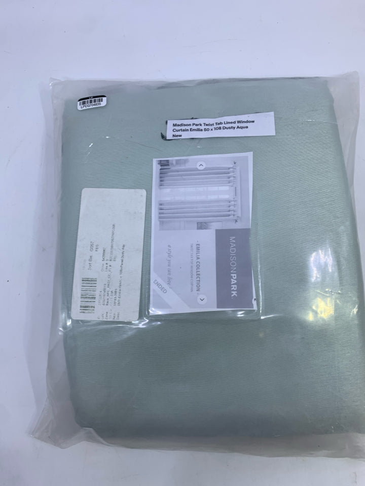 NIP DUSTY AQUA MADISON PARK 1 CURTAIN PANEL.