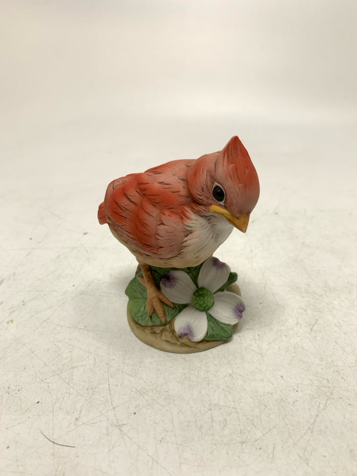 BABY CARDINAL ON ROCK FIGURINE.