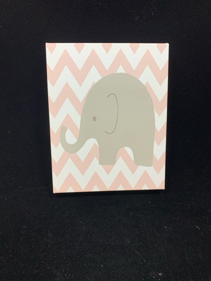 ELEPHANT W/ PINK BG CANVAS PRINT.