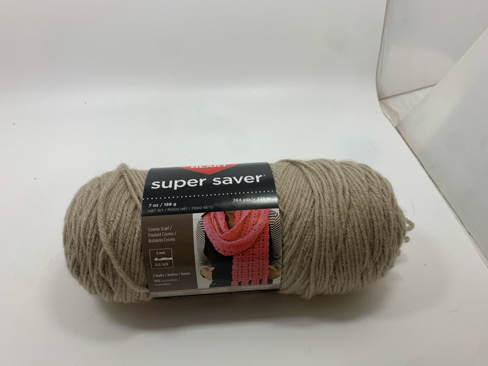 TAN RED HEART YARN.