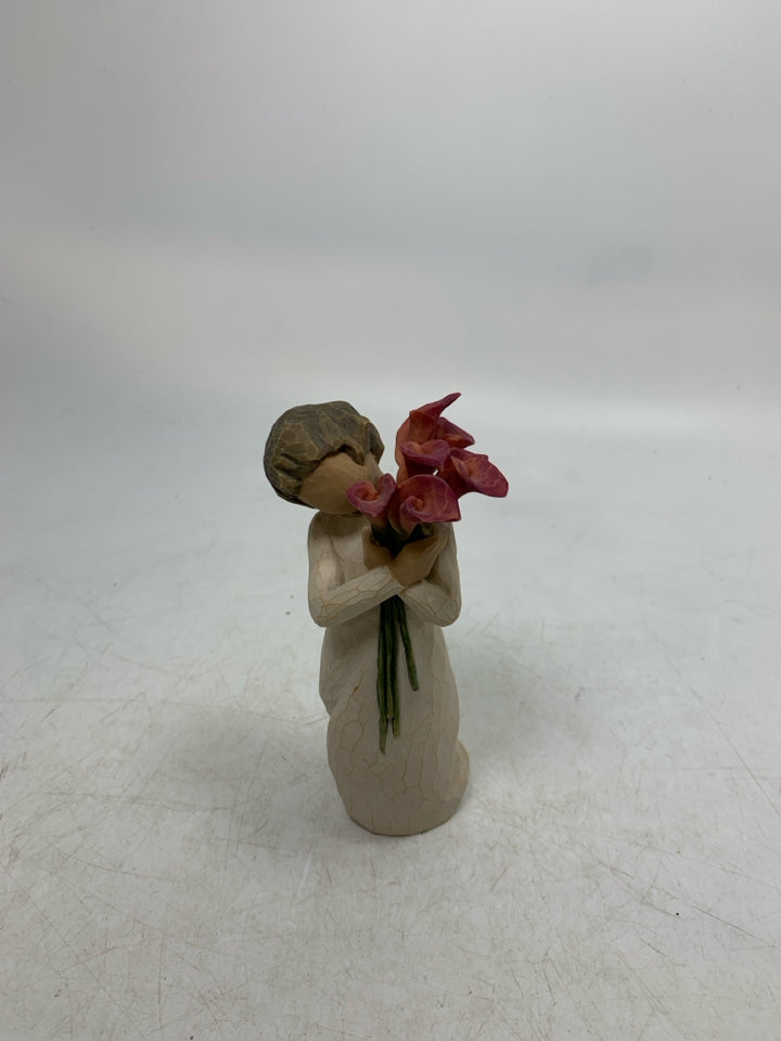 GIRL HOLDING FLOWERS "BLOOM" FIGURINE.