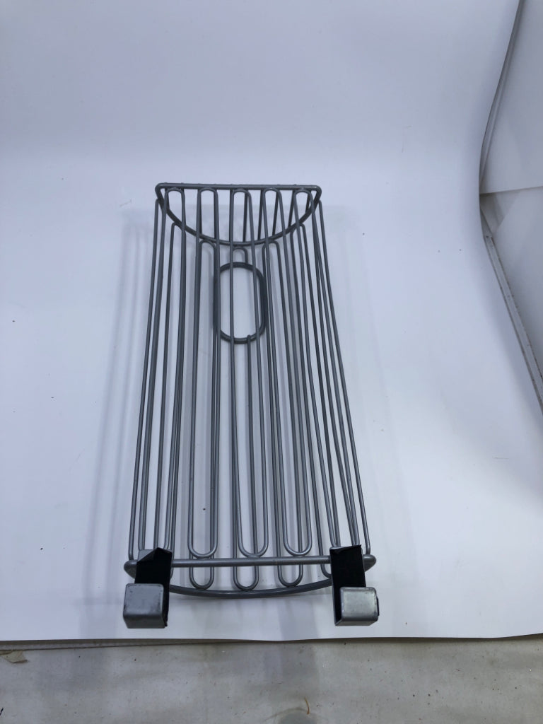 GRAY METAL BAG DISPENSER W/HOOKS FOR DOOR.