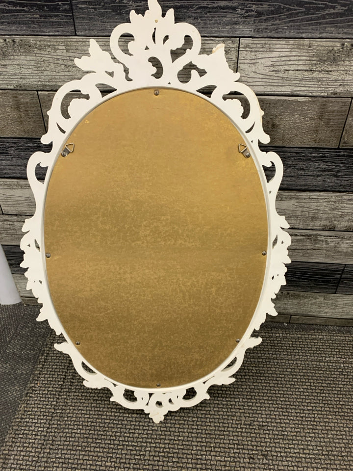 VTG SYROCO WHITE W GOLD ACCENTS MIRROR.