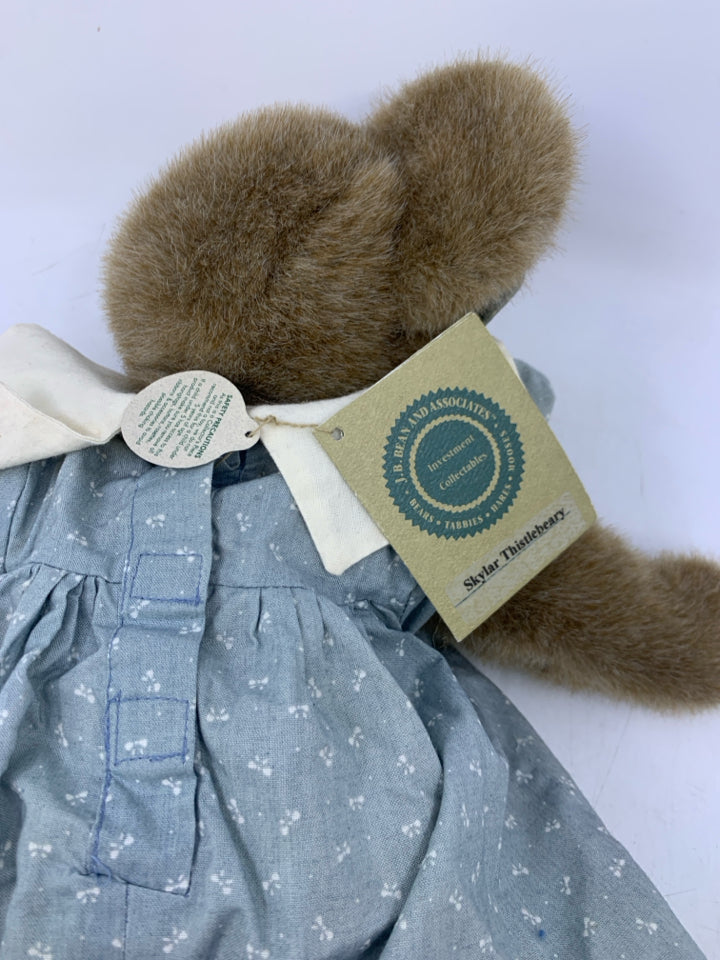 BROWN BEAR W/ BLUE WHITE DRESS BOW ON EAR BOYDS BEARS.
