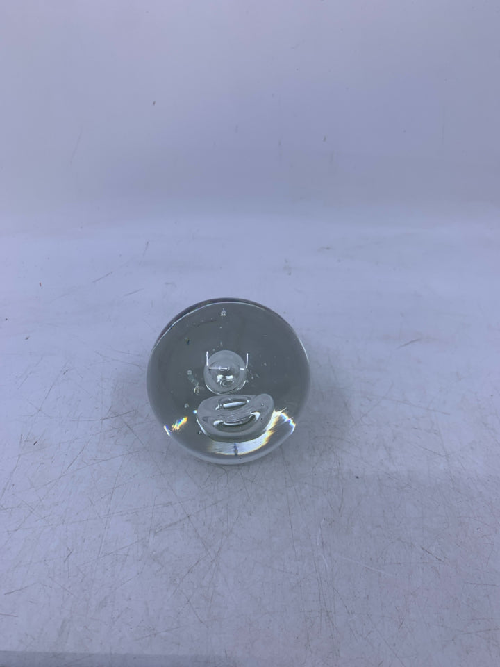 CLEAR GLASS SPHERE W/ BUBBLES.
