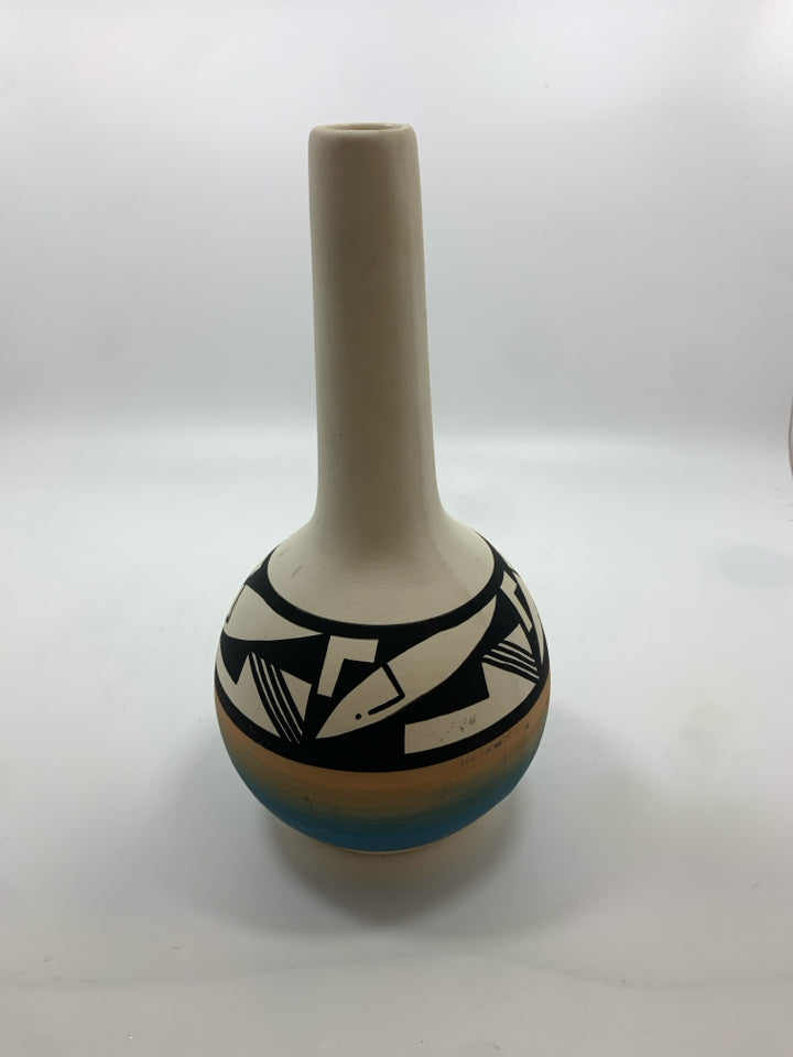 NATIVE LONG POTTERY VASE.