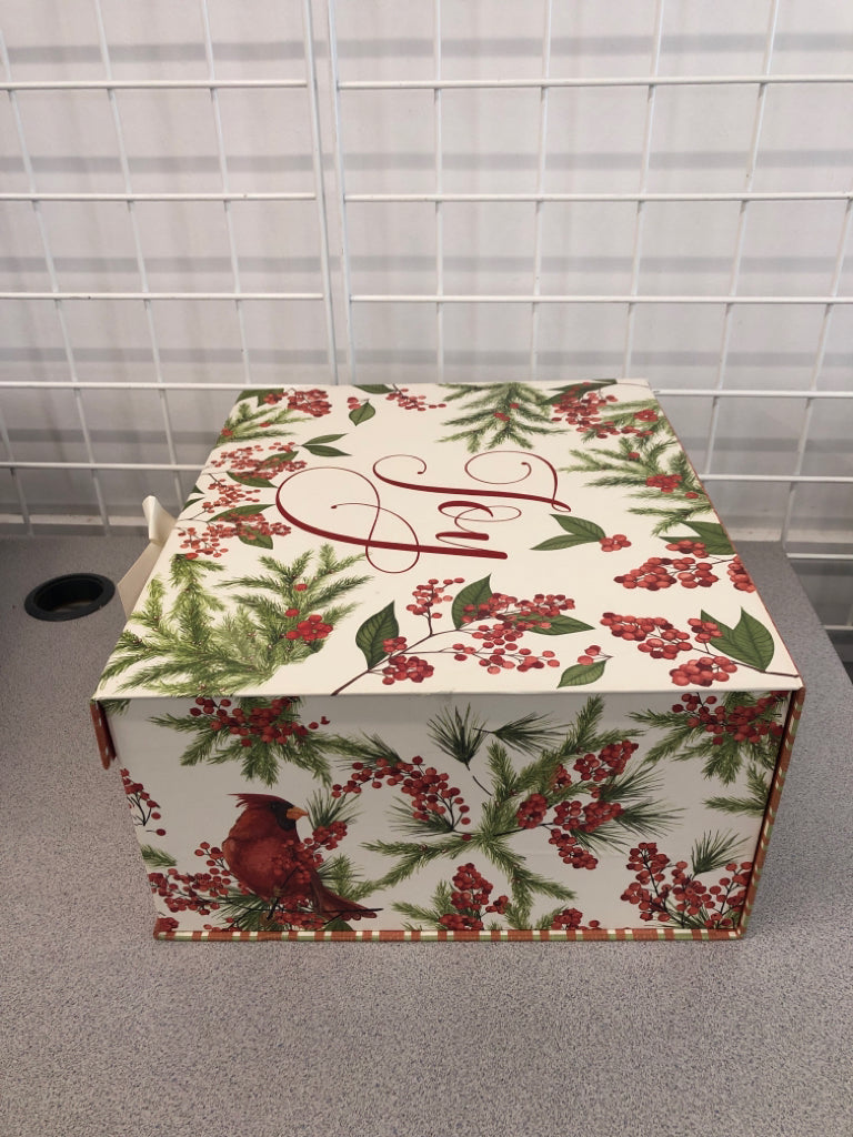JOY CARDINAL HOLLY BERRY CARDBOARD STORAGE BOX.