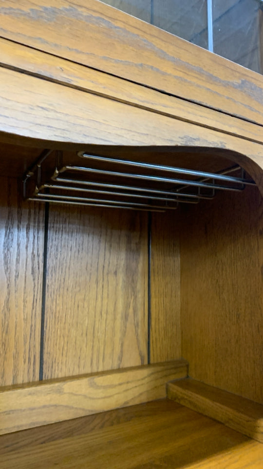 VTG OAK REX FURNITURE CHINA CABINET.