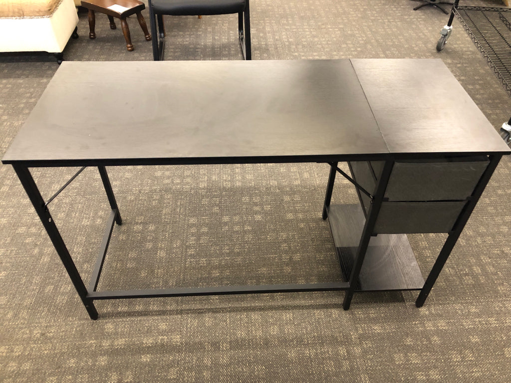 BLACK DESK WITH 2 CLOTH DRAWERS.