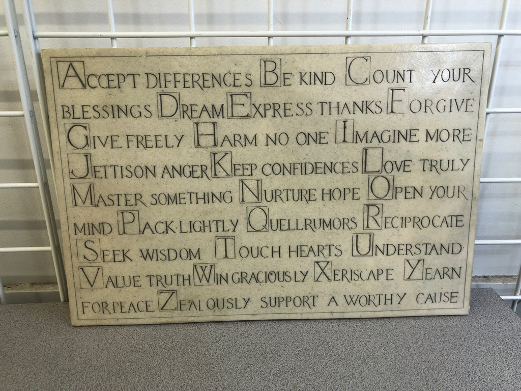 'ACCEPT DIFFERENCES' HOUSE PARTS INC MARBLE WALL HANGING.