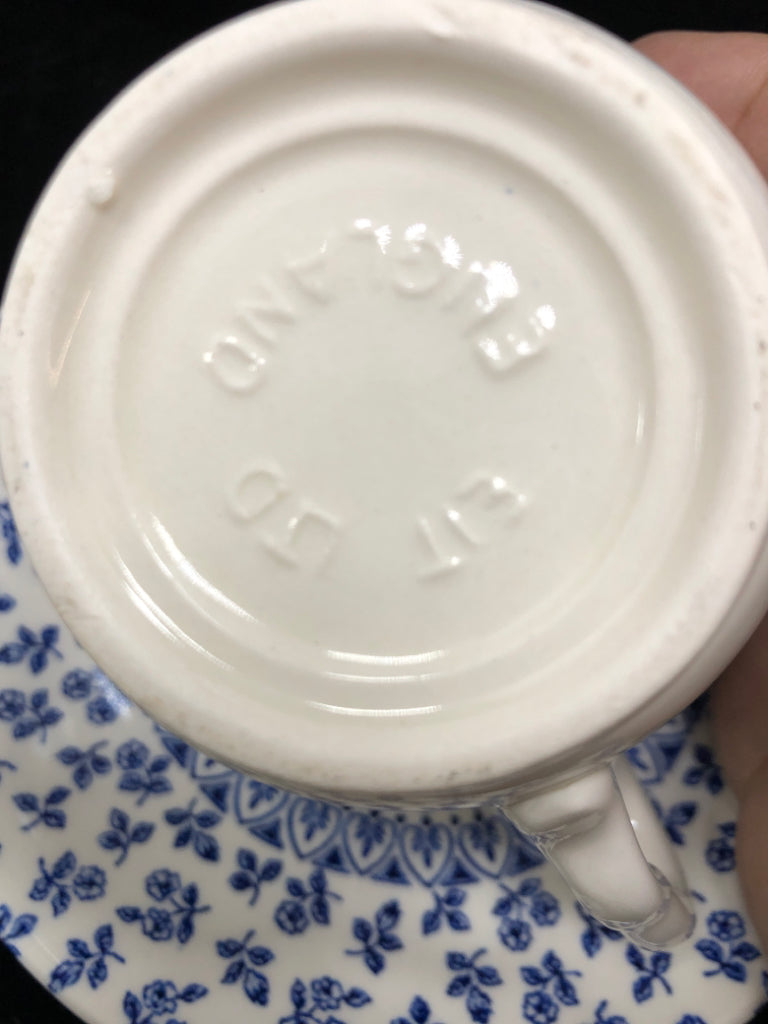 12PC PROVENCE BLUE IRONSTONE TEACUP/SAUCER SET.