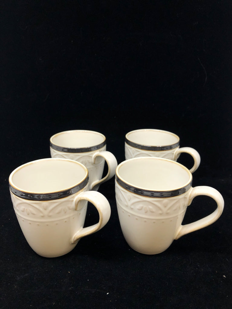 4PC MUGS PROMENADE SCROLL PFALTZGRAFF.