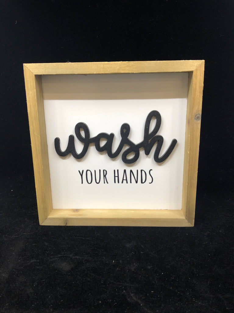 "WASH" SMALL WOODEN SQUARE SIGNS.