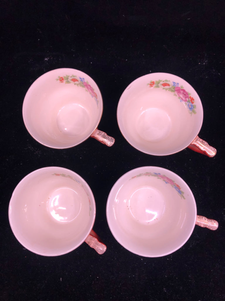 38 PC VTG RED W GOLD ACCENTS AND FLORAL SERV FOR 4.