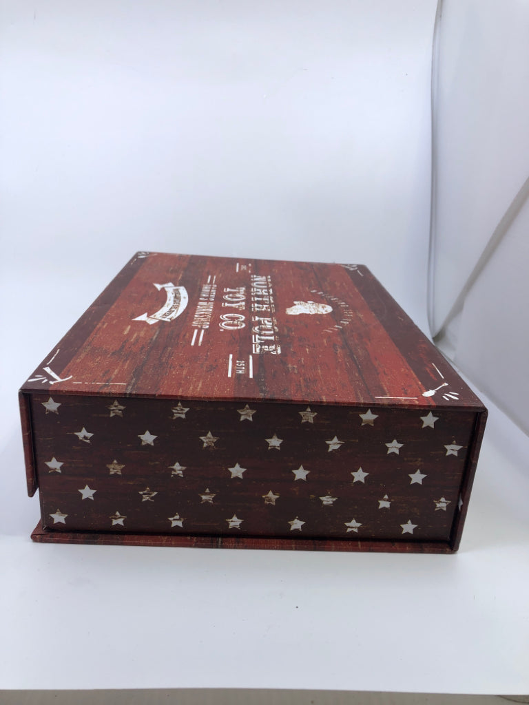 "NORTH POLE TOY CO" STORAGE BOX MAGNETIC LID.