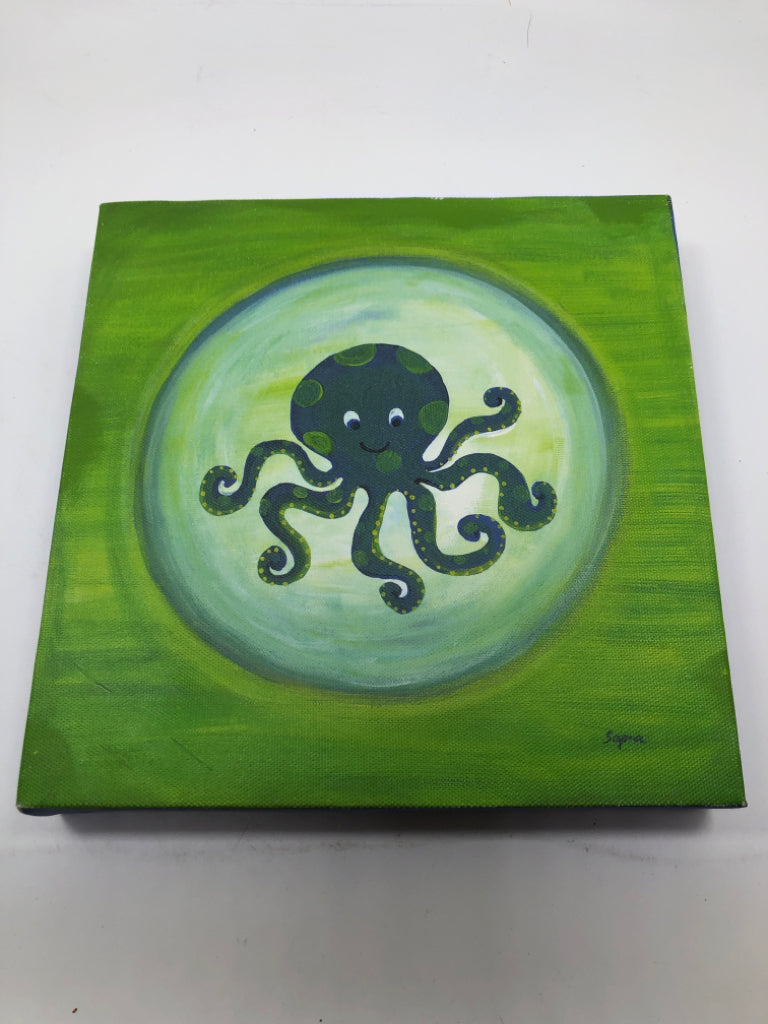 GREEN OCTOPUS CANVAS.