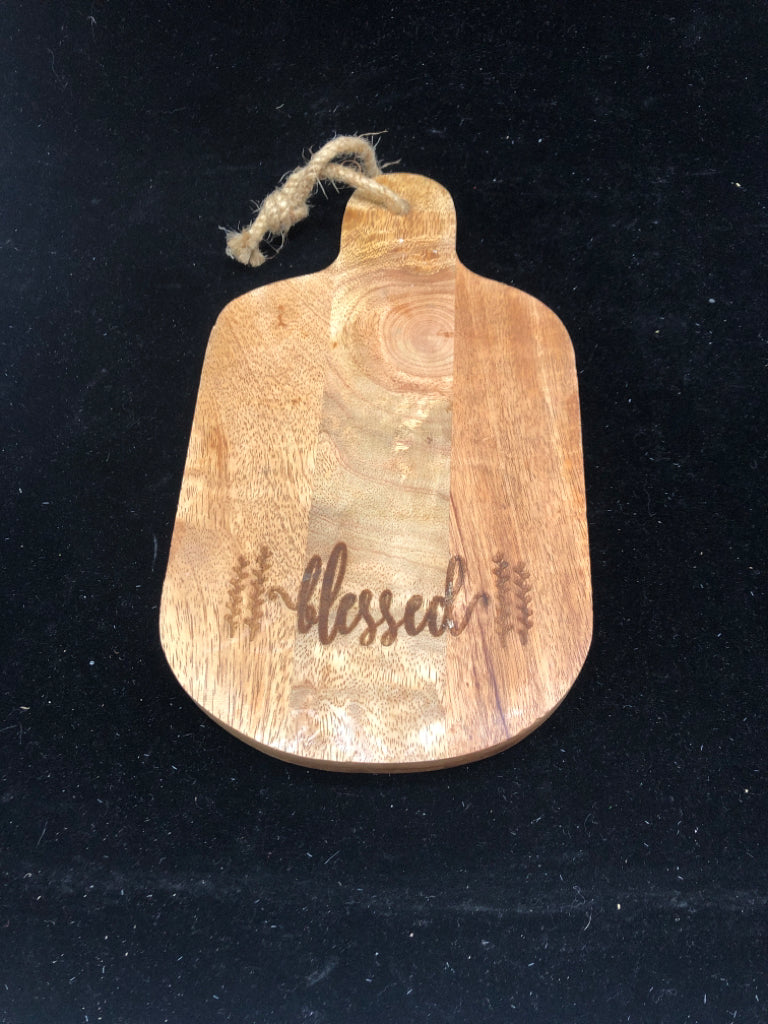WOOD "BLESSED" CUTTING BOARD.
