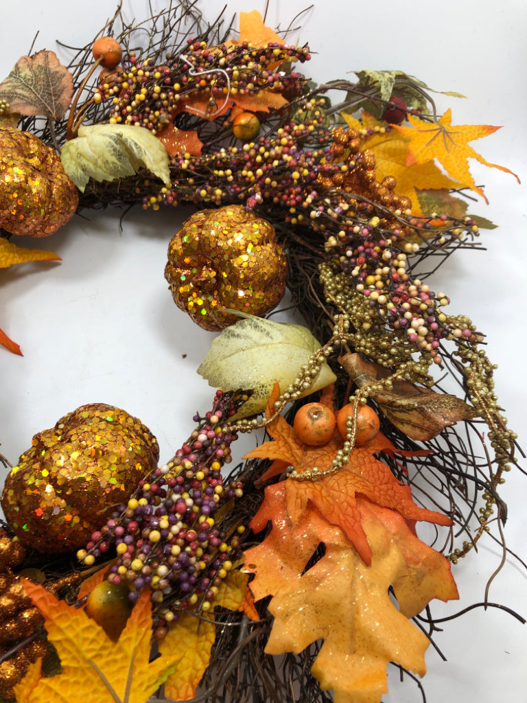 FALL LEAVES TWIG WREATH.