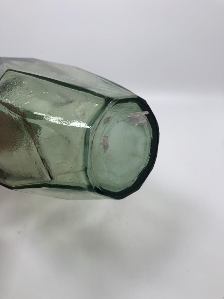 VIDRIOS SAN MIGUEL GEOMETRIC GREEN GLASS VASE.