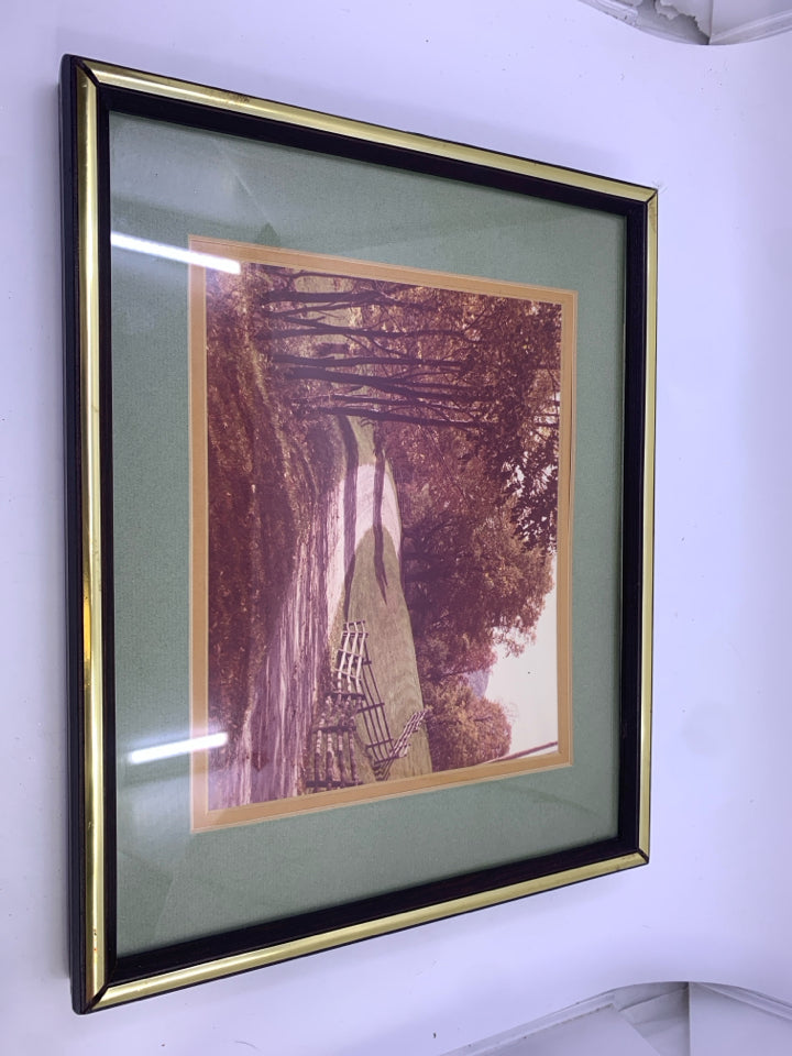 TRAIL W FENCE VTG FRAMED PHOTO.