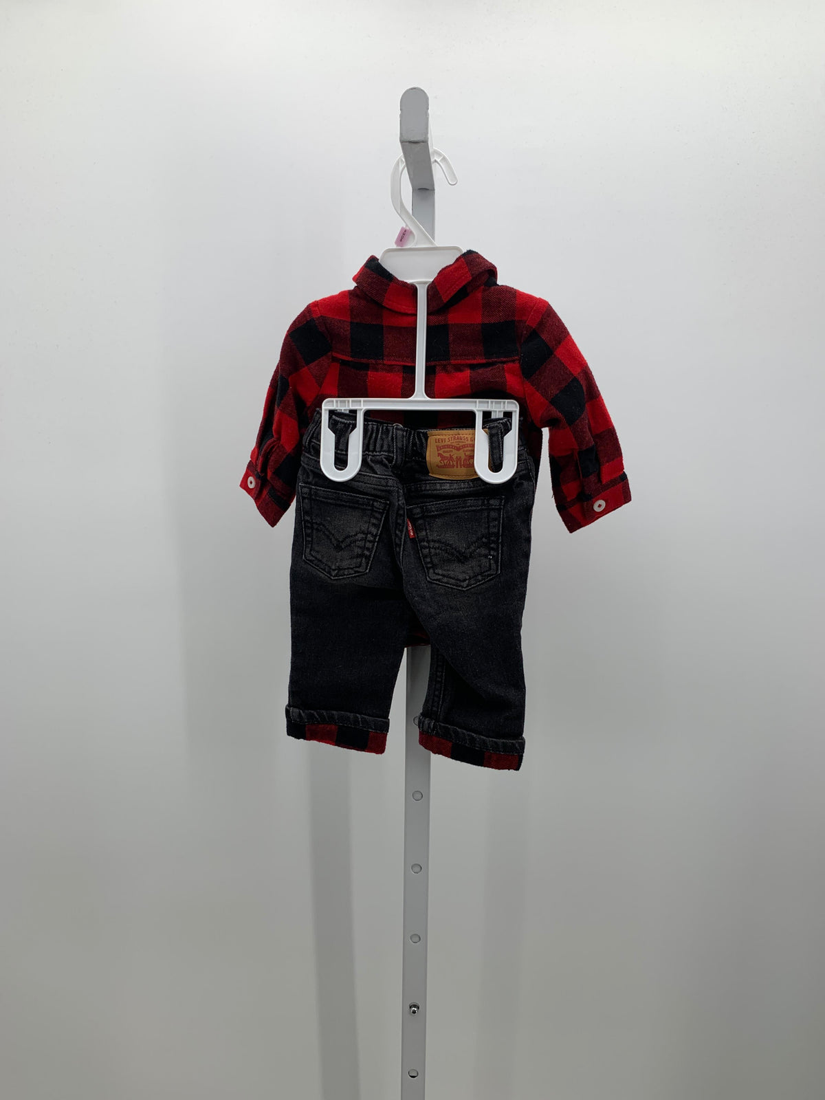 BLACK PLAID SHIRT DENIM JEANS