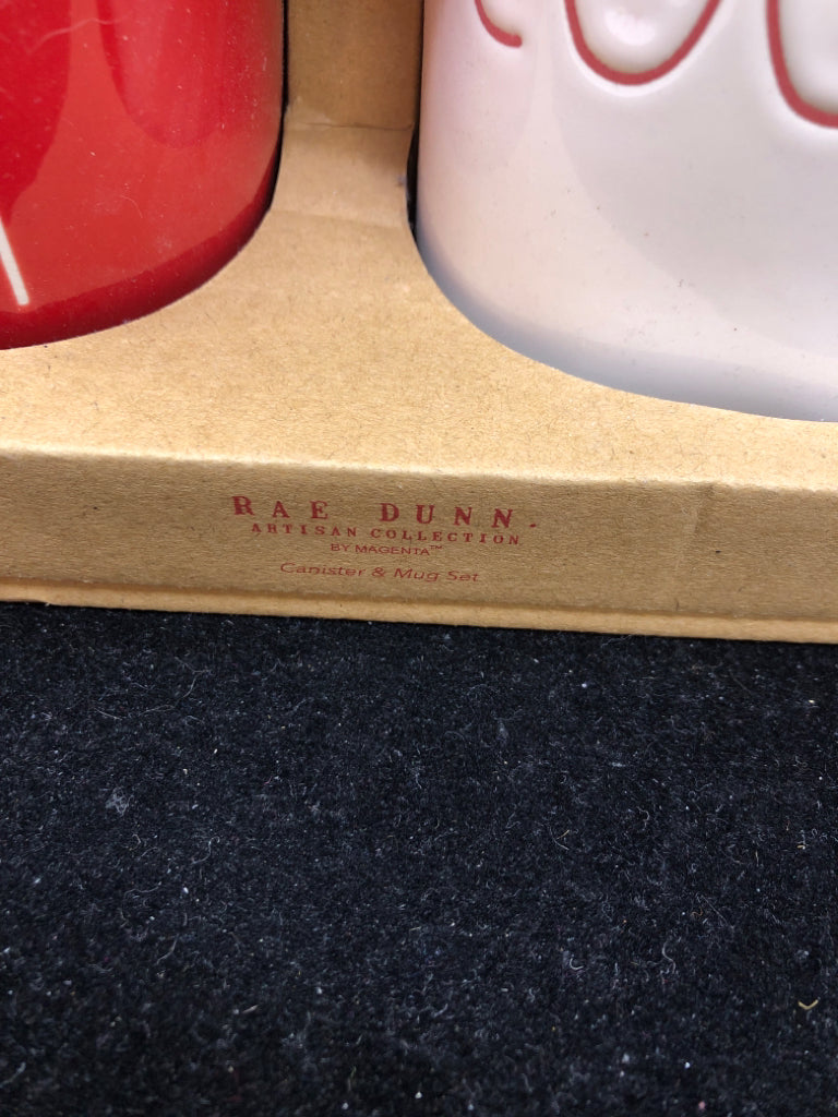 NIB PEPPERMINT CANISTER/ COCOA MUG SET.
