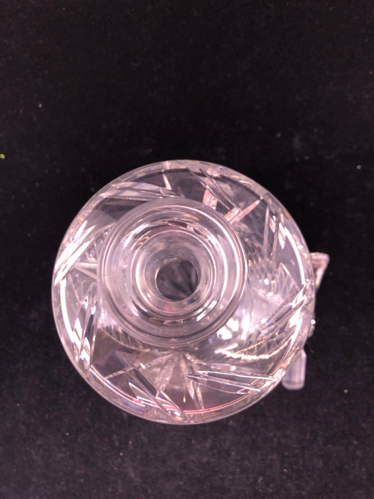 CUT GLASS LEAF DECANTER.