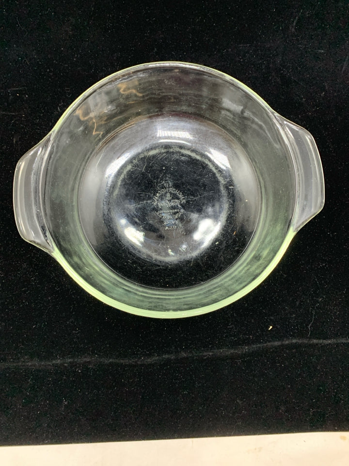 VTG ROUND GLASS BAKING DISH.