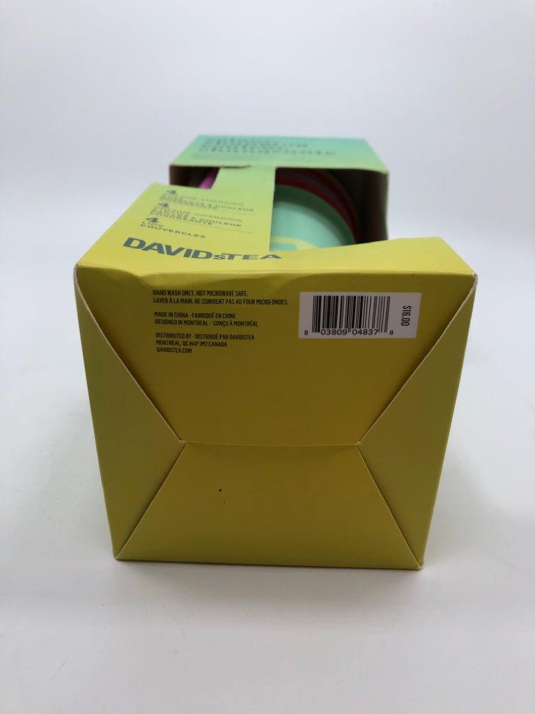 NIB DAVIDS TEA COLOUR CHANGING REUSABLE COLD CUPS.