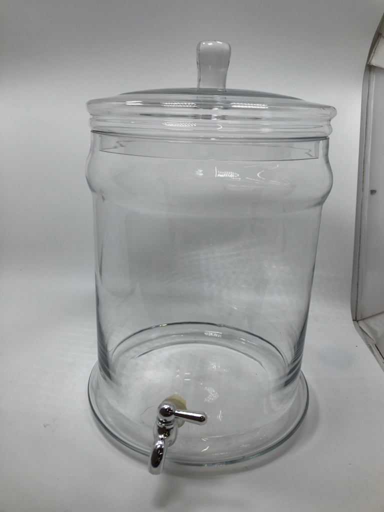 GLASS DRINK DISPENSER W/LID.