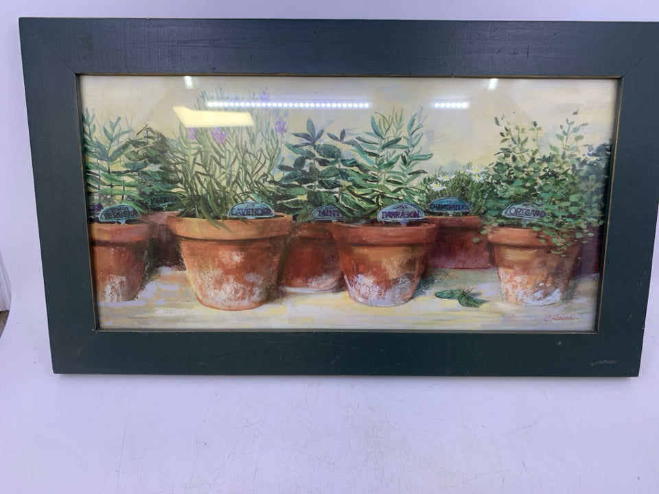 FRAMED POTTED HERBS PRINT.