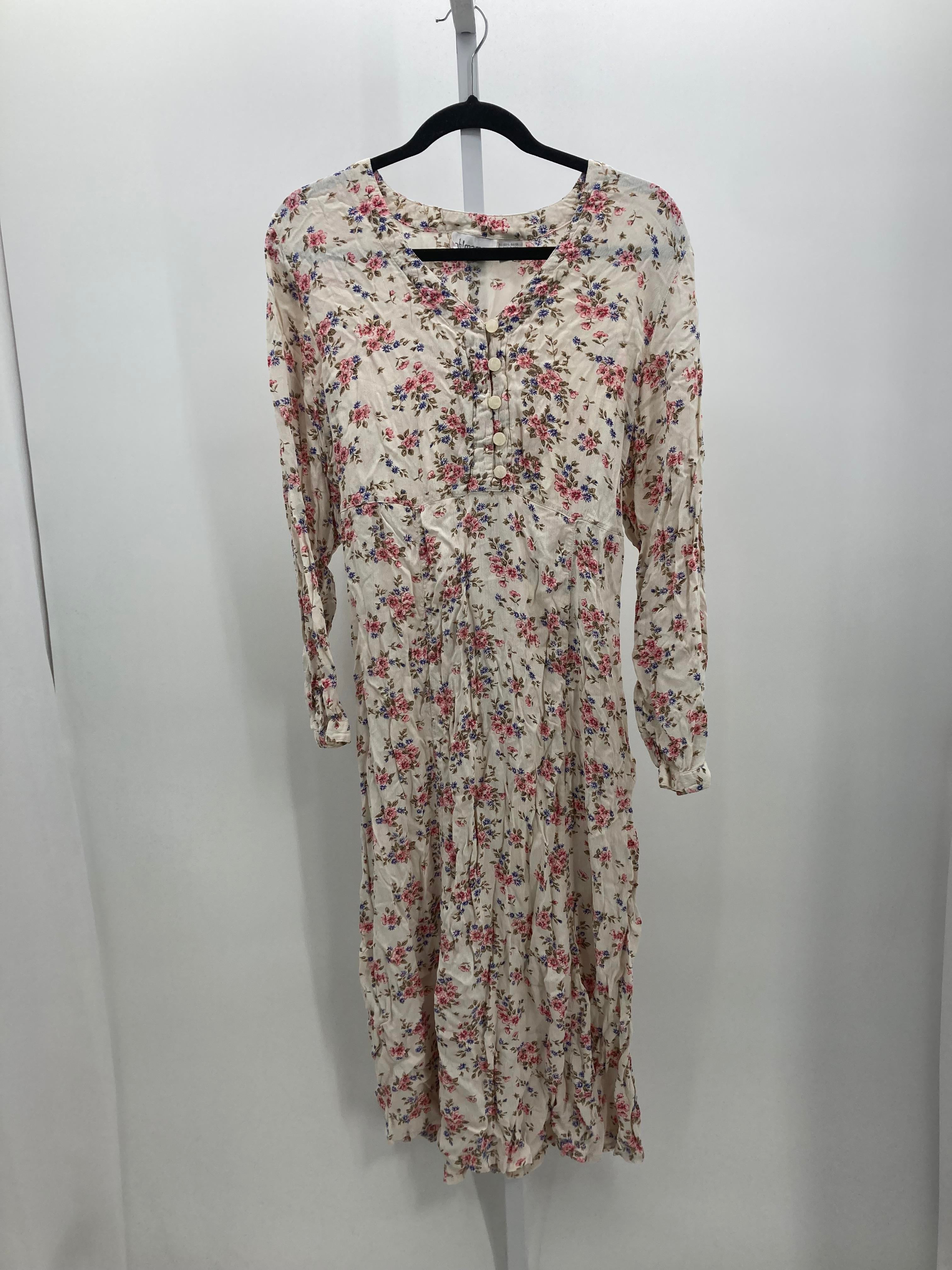 Oh Mamma Off-White Size Medium Maternity Long Sleeve Dress